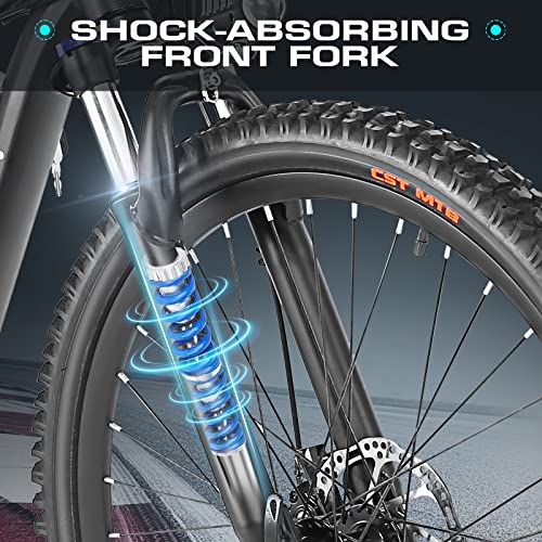 ANCHEER 500W 26" Electric Bike for Adults, [Peak 750W], 48V 10.4Ah Battery, Up to 55 Miles, 3H Fast Charge, Electric Mountain Bike, 2.1" eMTB Tire, 21 Speed, 22MPH Adults Electric Bicycle
