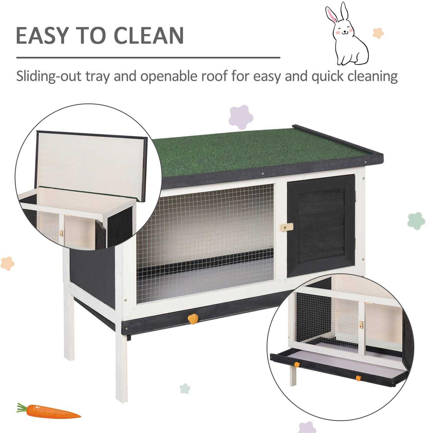 PawHut Wooden Rabbit Hutch, Bunny Cage, Guinea Pig House with Pull-Out Tray, and Openable Asphalt Roof for Indoor/Outdoor - Pet Supplies online store