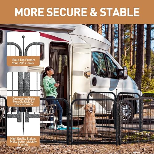 Metal Dog Playpen, 40 Inch Height 16 Panels, Large Dog Fence for Large/Medium/Small Dogs Indoor & Outdoor Bliss, Perfect Dog Pen for Camping, Yard, and RV | Black-Silver