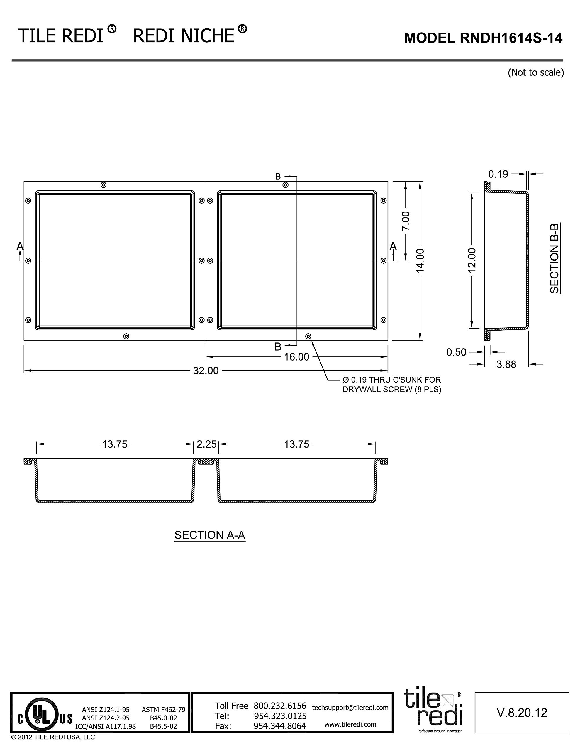 Tile Redi Rndh1614s-14 Double Niche Set