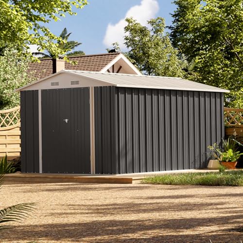 Patiowell 3 x 3 FT Outdoor Storage Shed,Small Garden Tool Storage Shed with Sloping Roof and Single Lockable Door, Outdoor Shed for Backyard Garden Patio Lawn, Grey