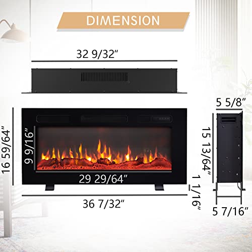Efiretric® Grace 50" W 3 in 1 Electric Fireplace (EF451), Freestanding, Wall Mounted, Recessed, 9 Colors Flame Effect, TV Media Wall, Heater 750W/1500W, Remote Control