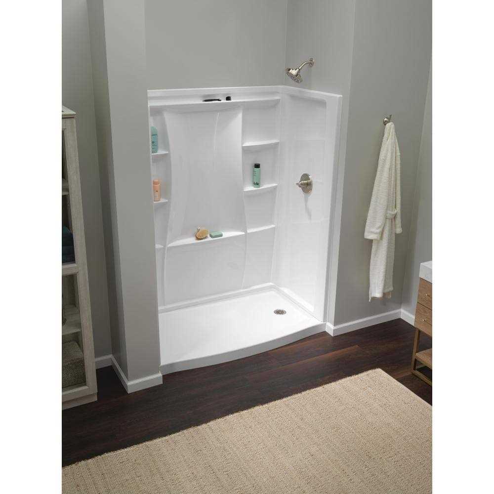 Delta Classic 500 Curve 60 in. L x 32 in. W Alcove Shower Pan Base Drain