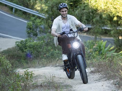 Electric Bike for Adults, Peak 1000W Ebike, 28MPH 60Miles Electric Mountain Bike, 20" Fat Tire Adult Electric Bicycle with 48V 18.2AH Battery, Dual Shock, 7 Speed, Hydraulic Suspension, Turn Signal