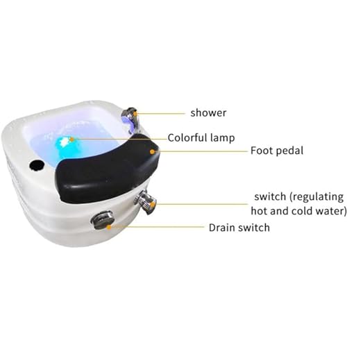 Acrylic Foot Bath, Portable Pedicure Foot Spa Bathtub with Adjustable Foot Pedal, Adjustable Hot and Cold Water, Pedicure Bucket Spa Massage Foot Bath for Relaxation and Foot Care,A