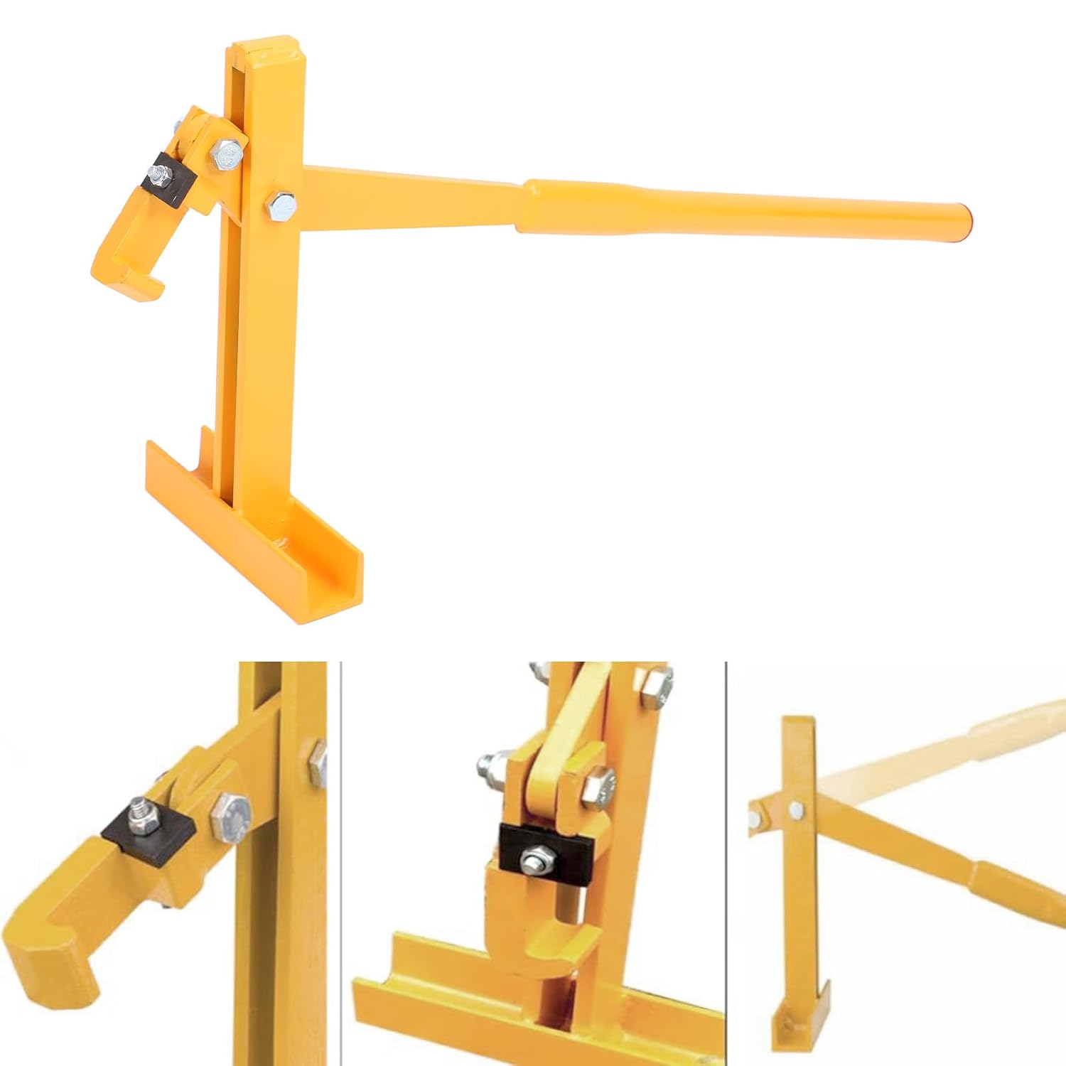 Heavy Duty Post Puller Set with Lifting Chain Puller, Fence Post Remover Puller Stainless Steel Metal Lifter with Handle for Ranch Farm, Wood Post Puller for Round Fence Posts Tree