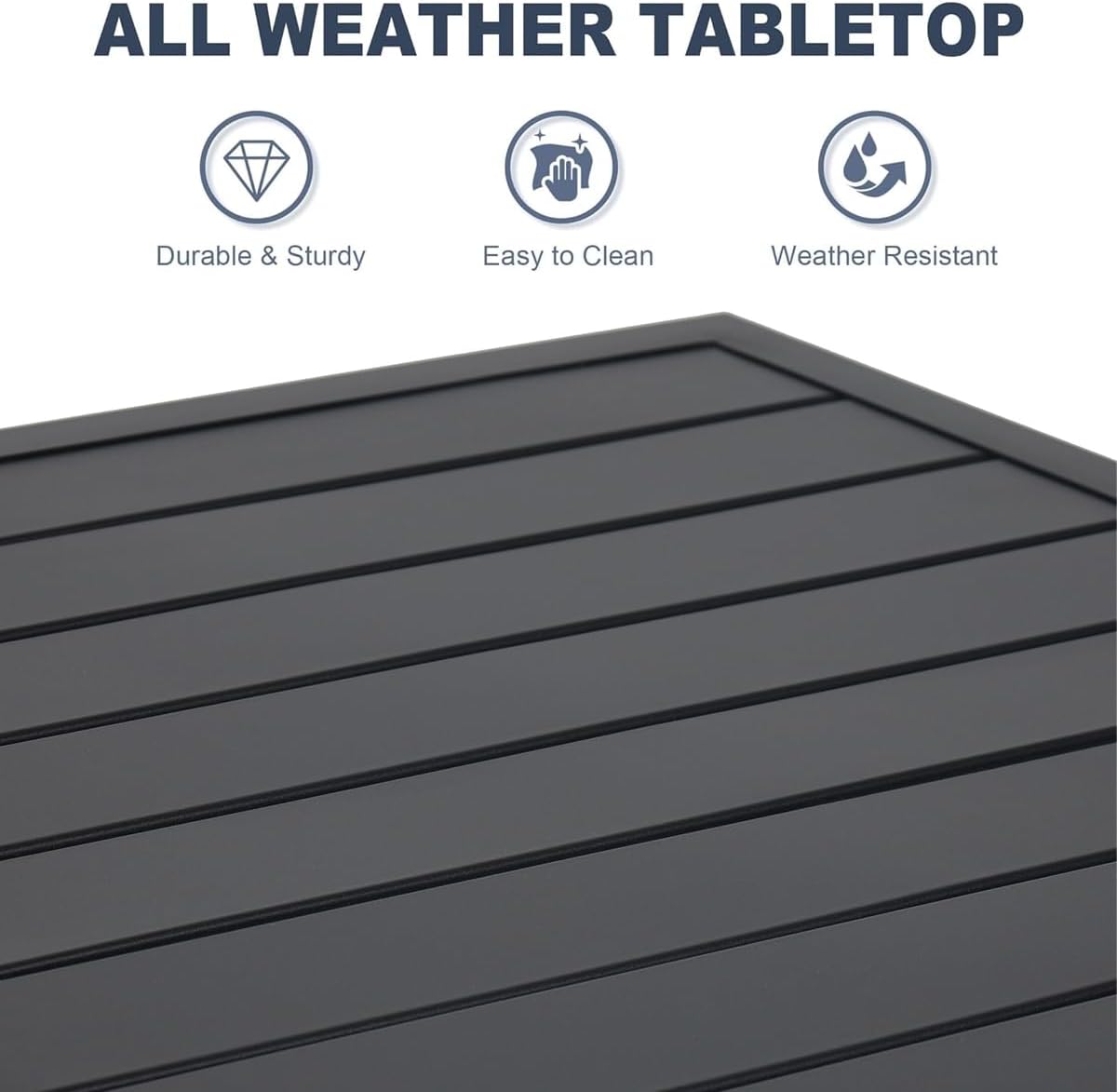 5 Pieces Patio Dining Set Outdoor Furniture with 4 Stackable Aluminum Chairs and Square Table for Yard, Garden, Porch and Poolside Black