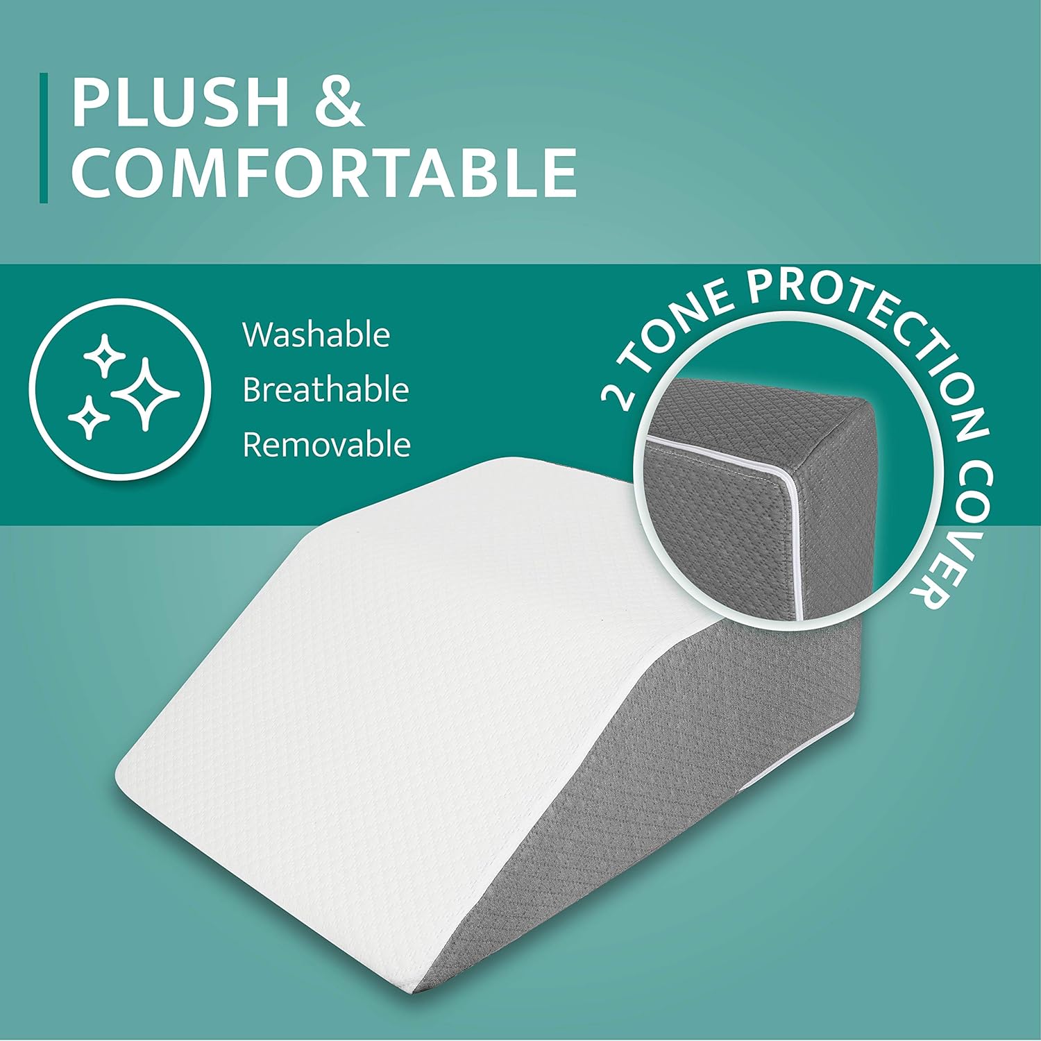 Kӧlbs Bed Wedge Pillow with Memory Foam Top | Stylish Chic Jacquard Cover | Wedge Pillow for Sleeping and Acid Reflux, Heartburn, and GERD Pillow &ndash; Snoring Pillow