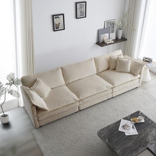 2 Piece Chenille Cloud Couches Set, Modern Loveseat and 3 Seater Sofa Set Living Room Furniture Set for Apartment Office