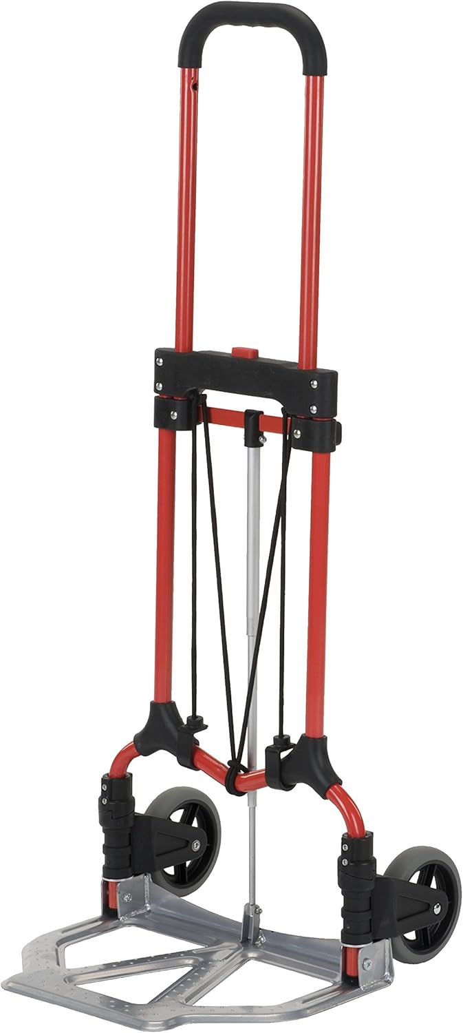 Magna Cart S-RS Personal MCI Folding Steel Hand Truck, Red/Silver Pack of 2