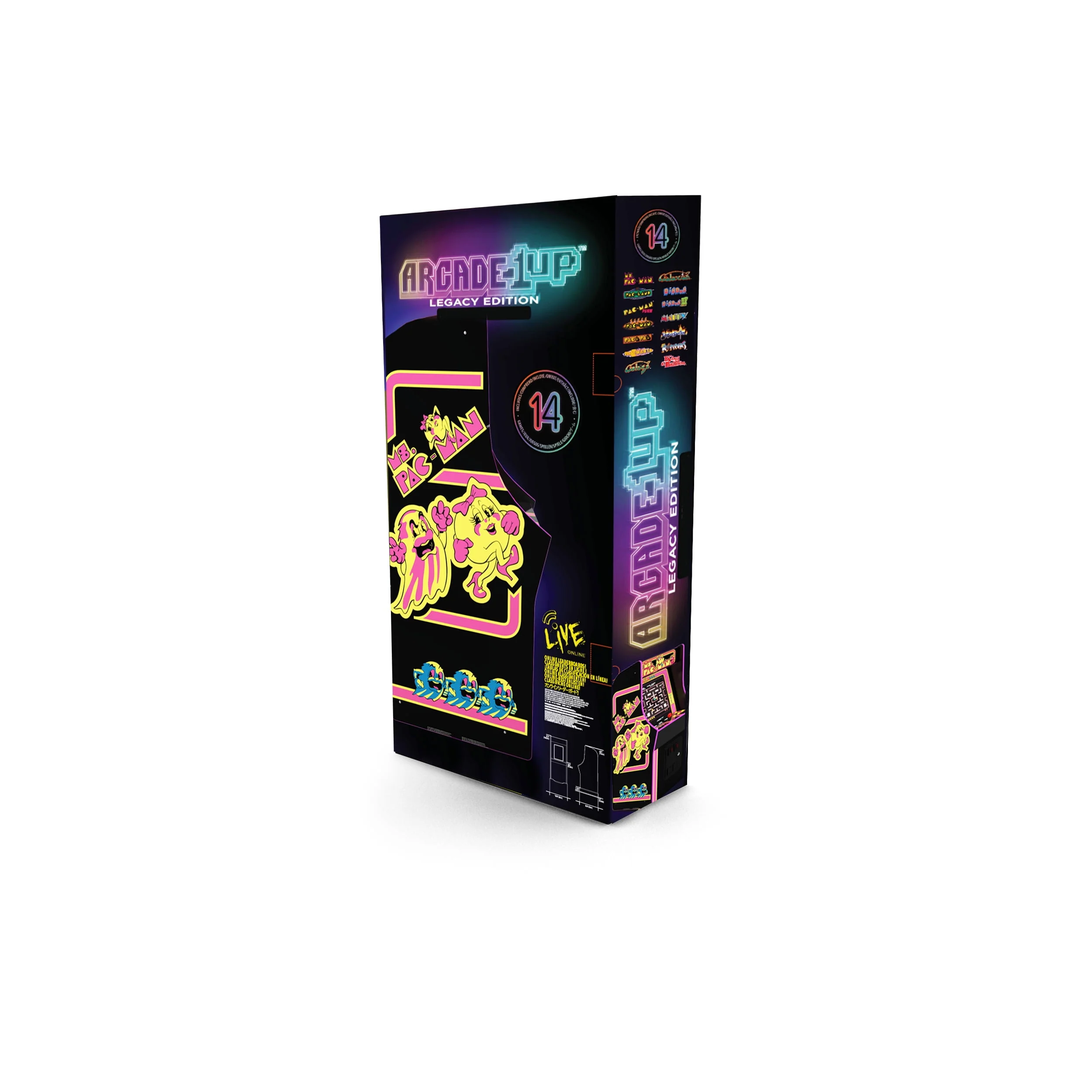 Arcade1Up Ms. PAC-MAN Classic Arcade Game, built for your home, 4-foot-tall stand-up cabinet, 14 classic games, and 17-inch screen