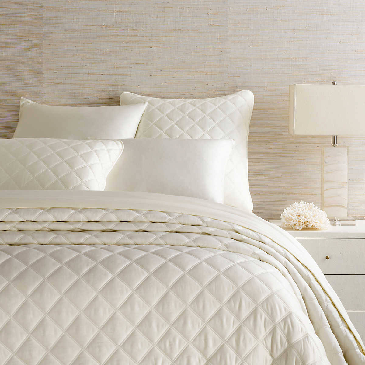 Pine Cone Hill - Quilted Silken Solid Ivory Coverlet - Twin