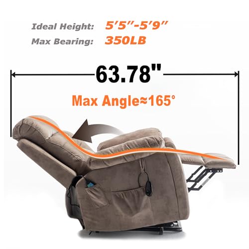 Power Lift Recliner Chair for Elderly, Lazy Boy Recliner Chair with Massage and Heating, 26in Extra Wide Recliner Seat with Cup Holder, Adjustable Electric Reclining Chair for Big Man