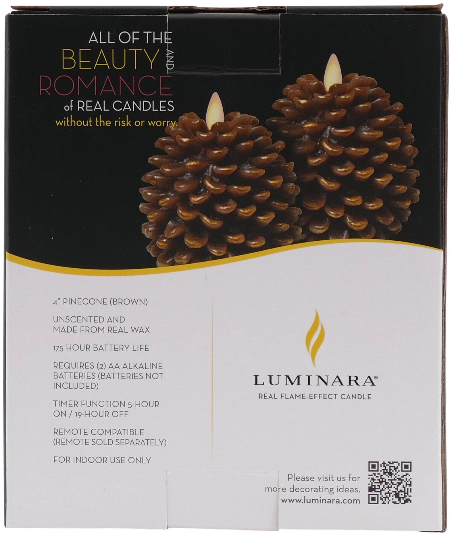 Luminara 4x22 Flameless Pine Cone Candle - Brown Unscented