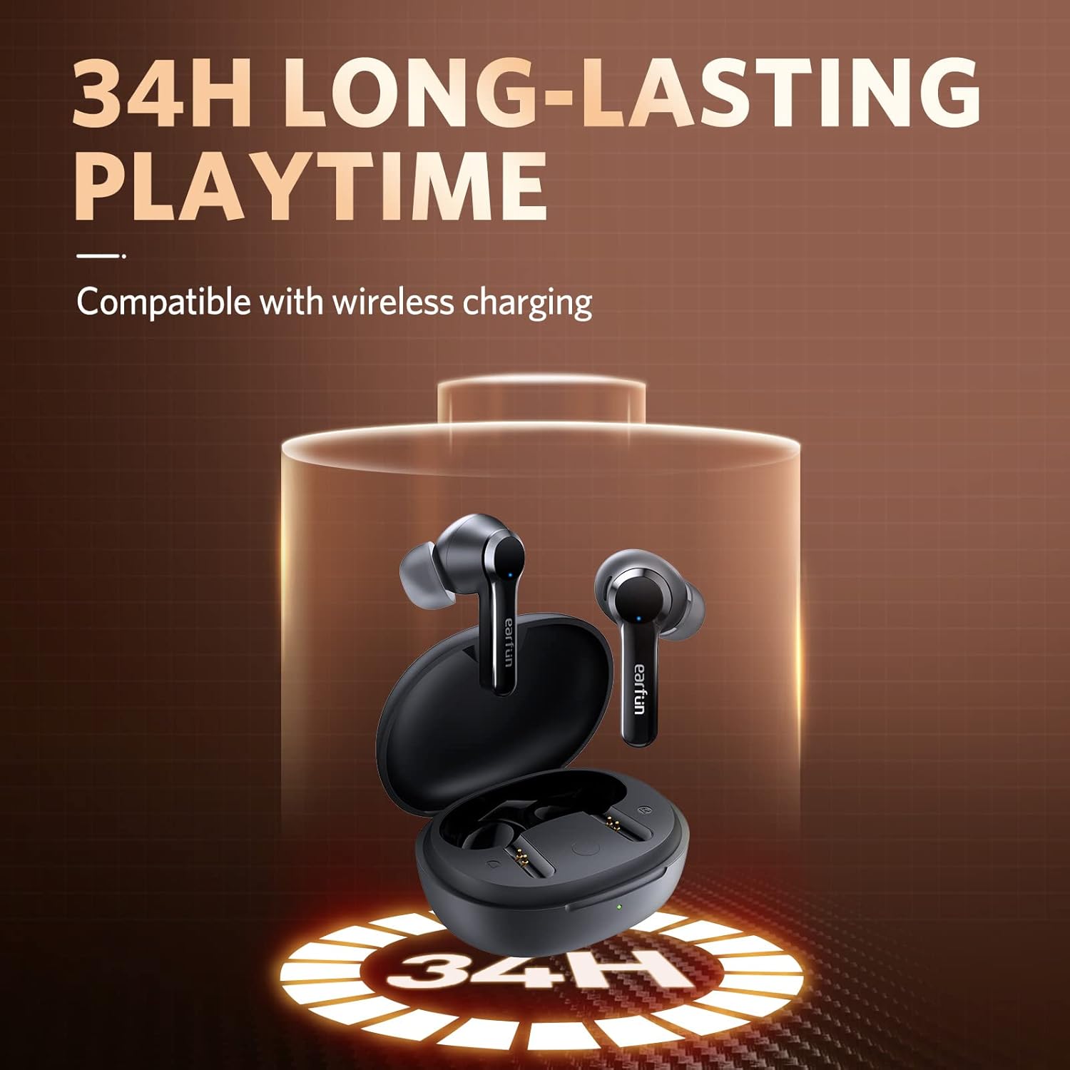 EarFun Free Pro 3 Noise Cancelling Wireless Earbuds Snapdragon Sound, Qualcomm aptX Adaptive Air Pro 2 Wireless Earbuds, in-Ear Detection, App for Custom EQ, Wireless Charging, 34Hrs
