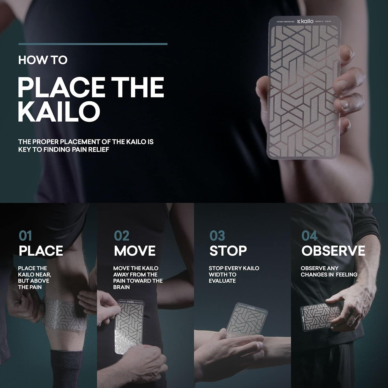 Kailo Kits | Microtech Bio-Antenna Pain Patch | Interacts with Electrical Signals in Your Body for Natural Pain Relief | Reusable Waterproof Sweat Proof Replaceable Adhesive (Single)