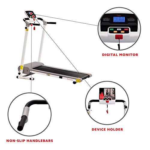 Sunny Health & Fitness Smart Foldable Exercise Running Walking Treadmill, Easy Assembly, LCD Performance Monitor, Device Holder, Optional SunnyFit® App Enhanced Connectivity