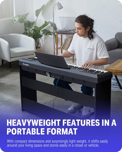 Donner DEP-20 Beginner Digital Piano 88 Key Full Size Weighted Keyboard, Portable Electric Piano with Furniture Stand, 3-Pedal Unit