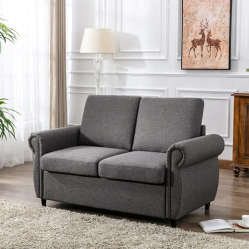 Pull Out Sofa Bed Couch,Convertible Sleeper Sofa,Loveseat Sleeper with Twin Size Memory Mattress,2-in-1 Sleeper Sofa Bed,for Living Room Spaces Small Spaces,Gray