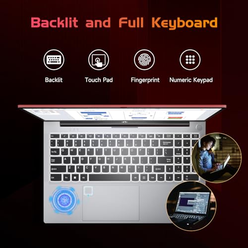 NIMO 15.6 IPS-FHD-Laptop, Intel Pentium 4 Cores N100 8GB RAM 128GB SSD Backlit Keyboard Fingerprint (Beat to i3-1115G4 Up to 3.4GHz) Computer for Student-Home WiFi 6 BT5.2 Win 11