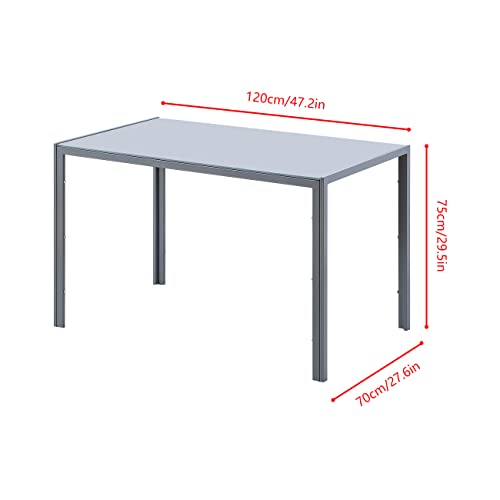 2-Tier Glass Dining Table for 4-6, Modern Rectangular Kitchen Table with Storage Shelf and Chrome Legs, 47.2¡± Rectangle Dining Room Table Dinette Table for Home Restaurant, Clear