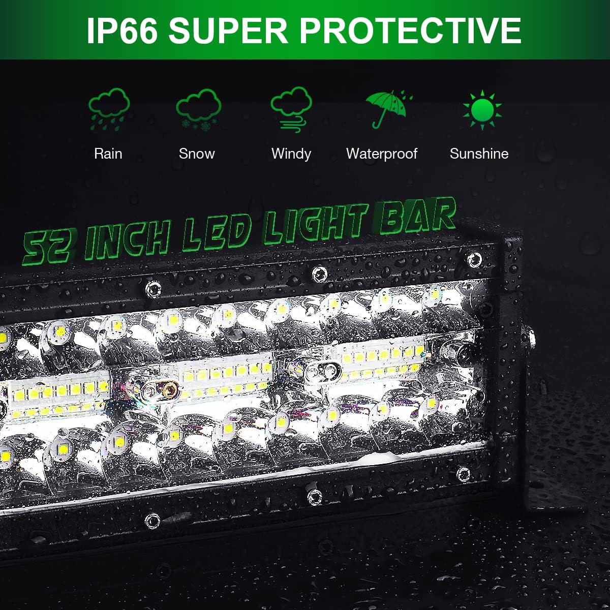 GREUNION 52 inch led Light bar for Trucks, Triple Row Lighting barra Kit, led spot Flood Combo Beam Light bar for Off-Road ATV UTV SUV Boat and Tractor ( 6000K)