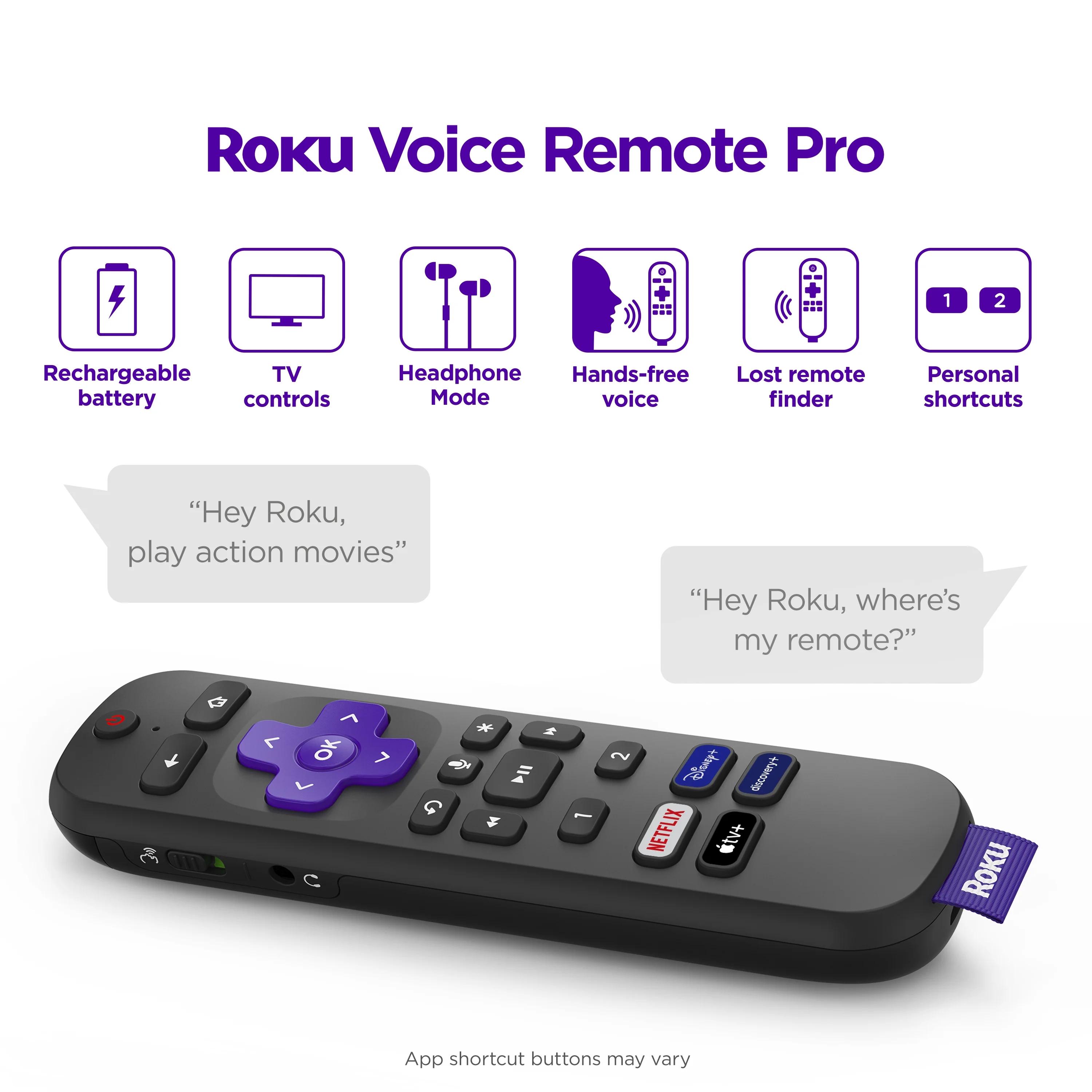 Roku Ultra 4K/HDR/Dolby Vision Streaming Device and Roku Voice Remote Pro with Rechargeable Battery