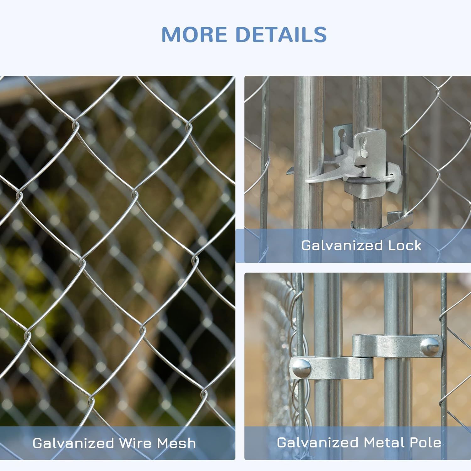 PawHut Large Dog Kennel Outside, Heavy Duty Dog Cage, Outdoor Fence Dog Run with Galvanized Chain Link, Secure Lock, 13.1' x 7.5' x 6'
