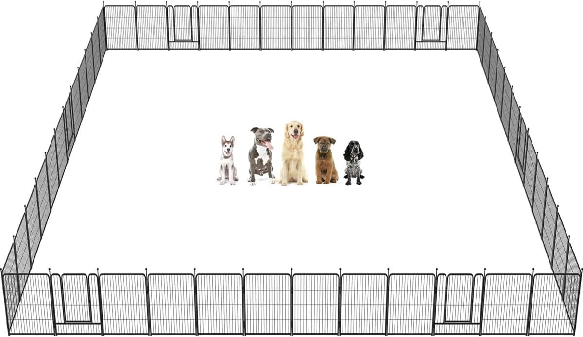 FXW Dog Playpen, 8/16/24/32 Panels Dog Pen Indoor Outdoor 32-Inch Height Puppy Playpen Pet Fence Gate with Doors for Large/Medium/Small Dogs, Exercise Pen for Yard,Camping, RV