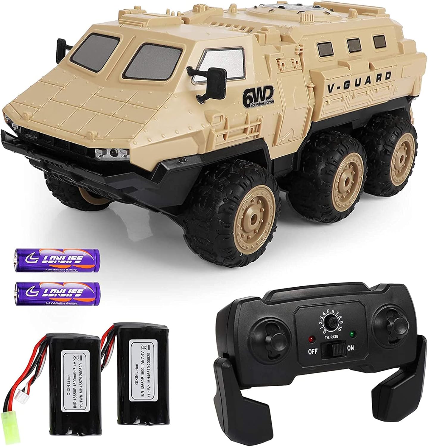 RC Army Trucks, 120 Min Play 6WD RC Military Truck, 1 16 RC Army Car, 2.4 GHz Remote Control High Speed Army Car All-Terrain Off-Road Military Tank RC Car Vehicle for Adults Kids, 2 Batteries