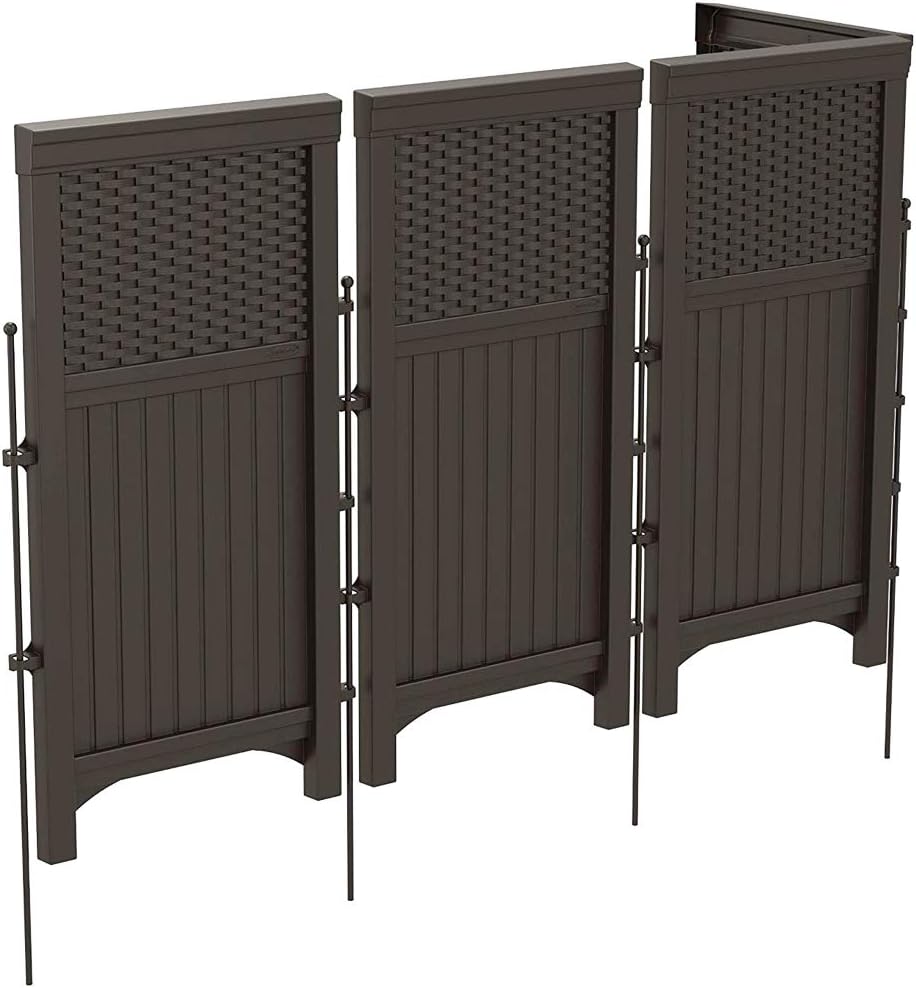 Suncast Backyard Patio Screen Gate w/ Backyard Patio Wicker Resin Storage Box