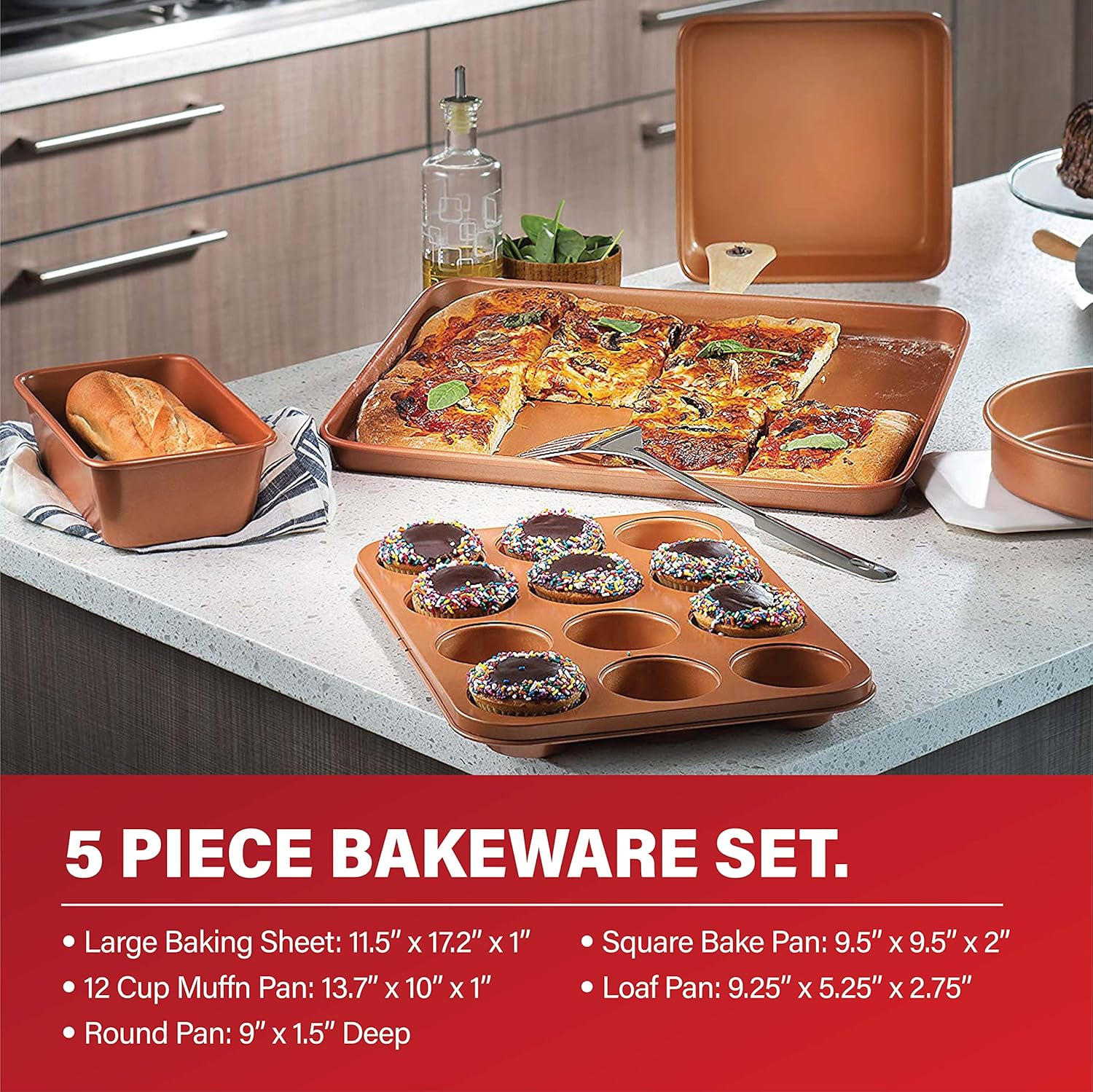 Gotham Steel 20 Pc Pots and Pans Set Nonstick Cookware + Bakeware Set, Complete Ceramic for Kitchen & Gotham Steel 5 Quart Stock Pot Multipurpose Pasta Pot with Strainer Lid