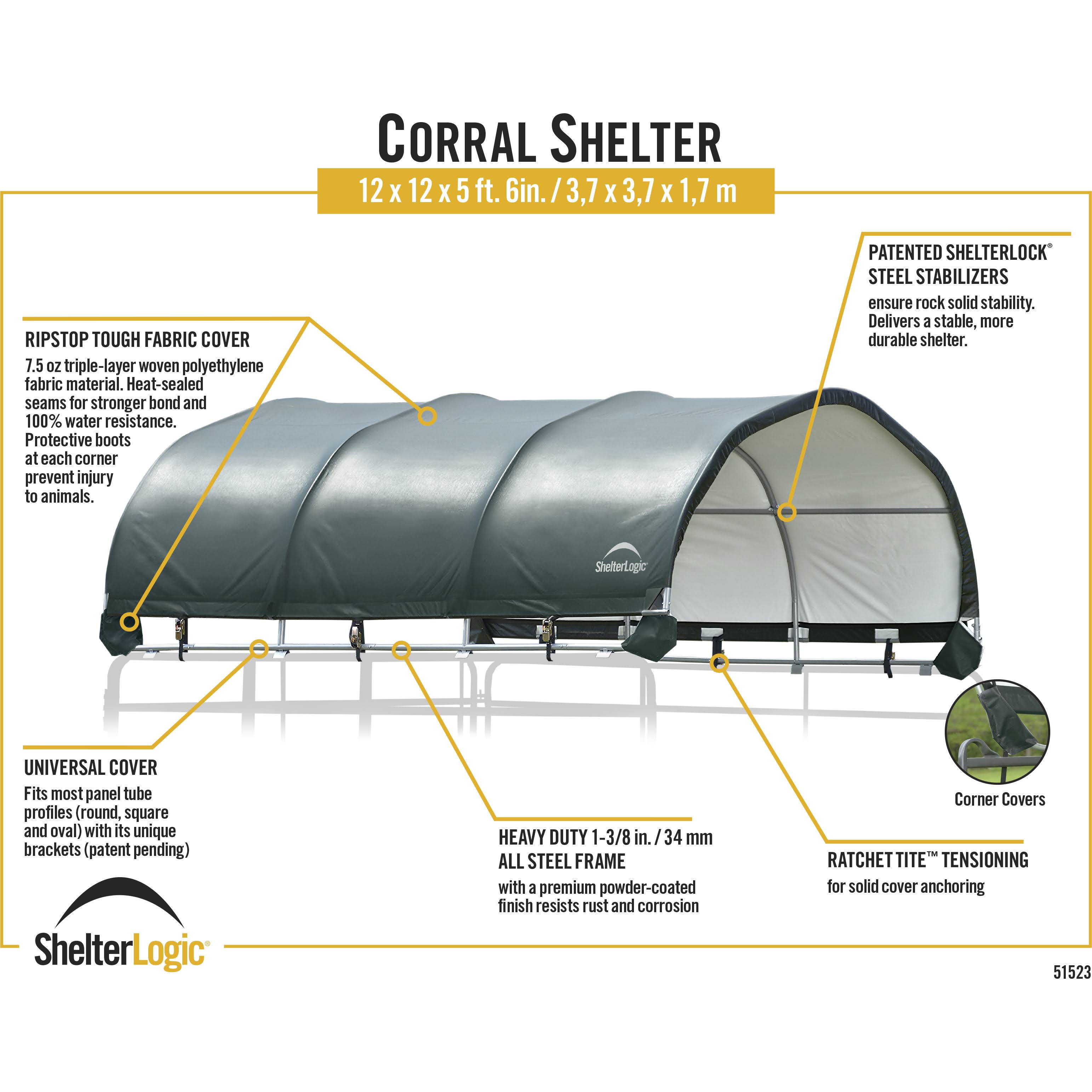 ShelterLogic Round Corral Shelter Cover, Green