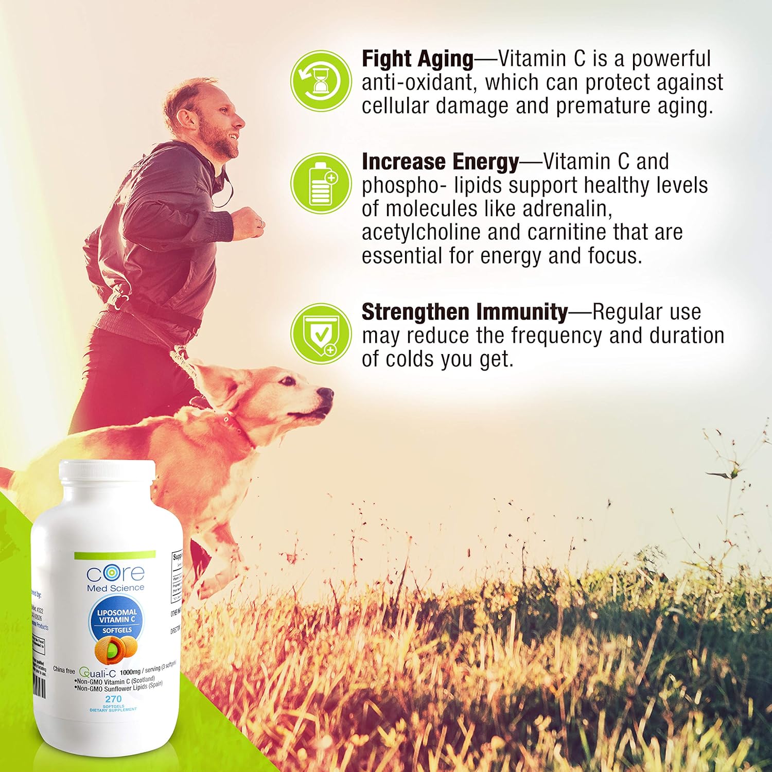 Core Med Liposomal Vitamin C Softgels 1000mg/dose - Quali®-C Vitamin C (Non-GMO) - USA Made - Immunity Support, Collagen Booster Supplement - Non-GMO Non-Soy … (3 Month) Pack of 2