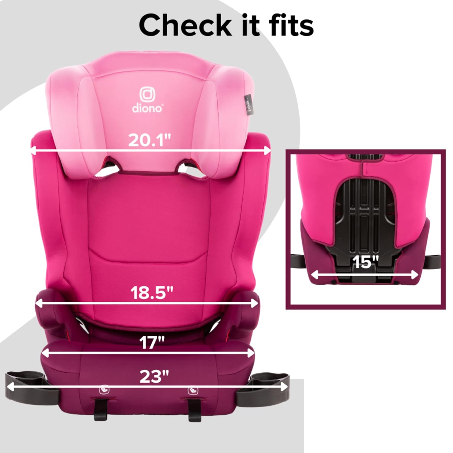Diono Cambria 2 XL, Dual Latch Connectors, 2-in-1 Belt Positioning Booster Seat & Cambria 2 XL, Dual Latch Connectors, 2-in-1 Belt Positioning Booster Seat, High-Back to Backle