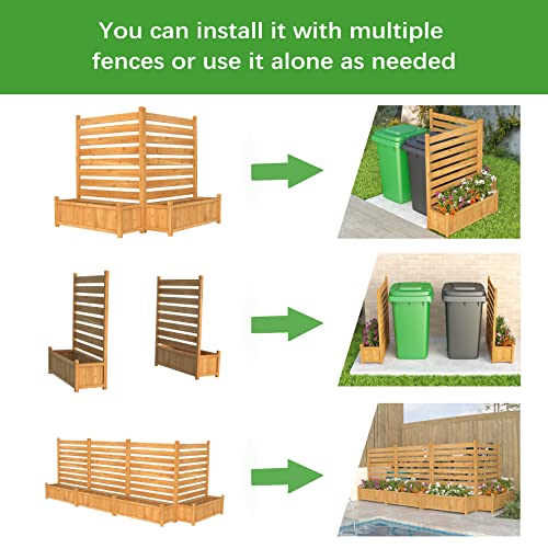 GDLF Air Conditioner Fence Outdoor Wood Privacy Screen with Planter Box for Trash Can Pool Equipment No-Dig Kit