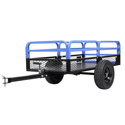 Heavy Duty Steel ATV Dump Trailer, 1500-Pound Load Capacity, Tow Behind Dump Cart Garden Trailer, with Removable Sides and 2 Tires, for Mowers, Tractors, ATV, UTV