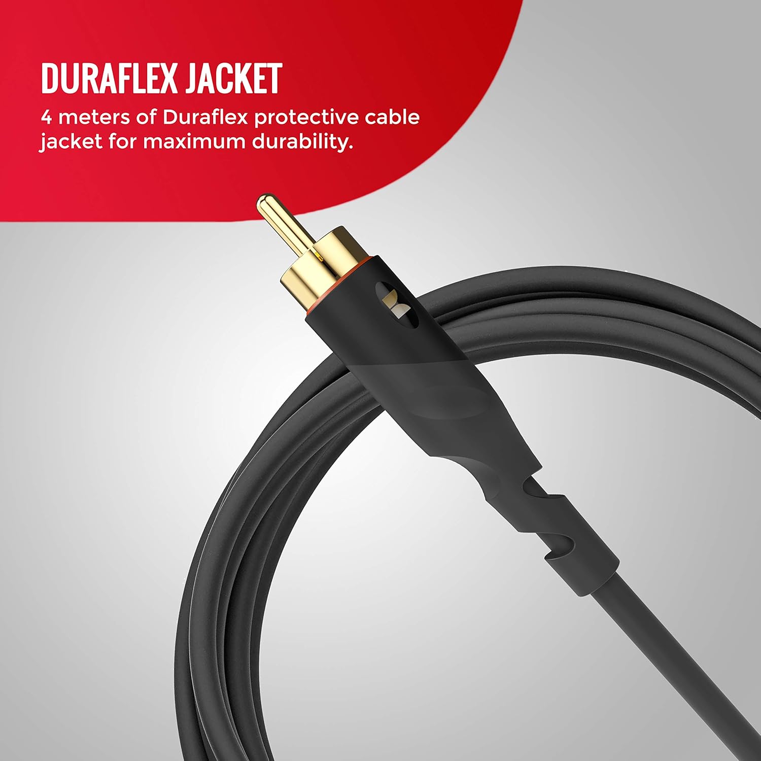 Monster Essentials Subwoofer Cable - Optimized RCA Cable for Reduced Sound Interference and Enhanced Sound Quality - 13 Feet Coaxial Audio Cable