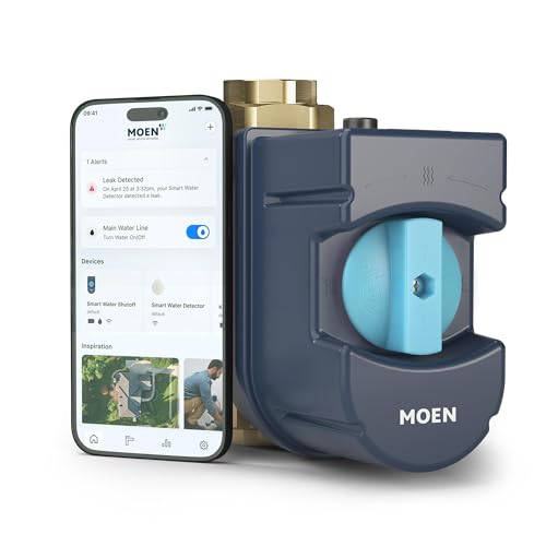 Moen Flo Smart Water Monitor and Automatic Shutoff Sensor, Wi-Fi Connected Water Leak Detector for 1-Inch Diameter Pipe, 900-006
