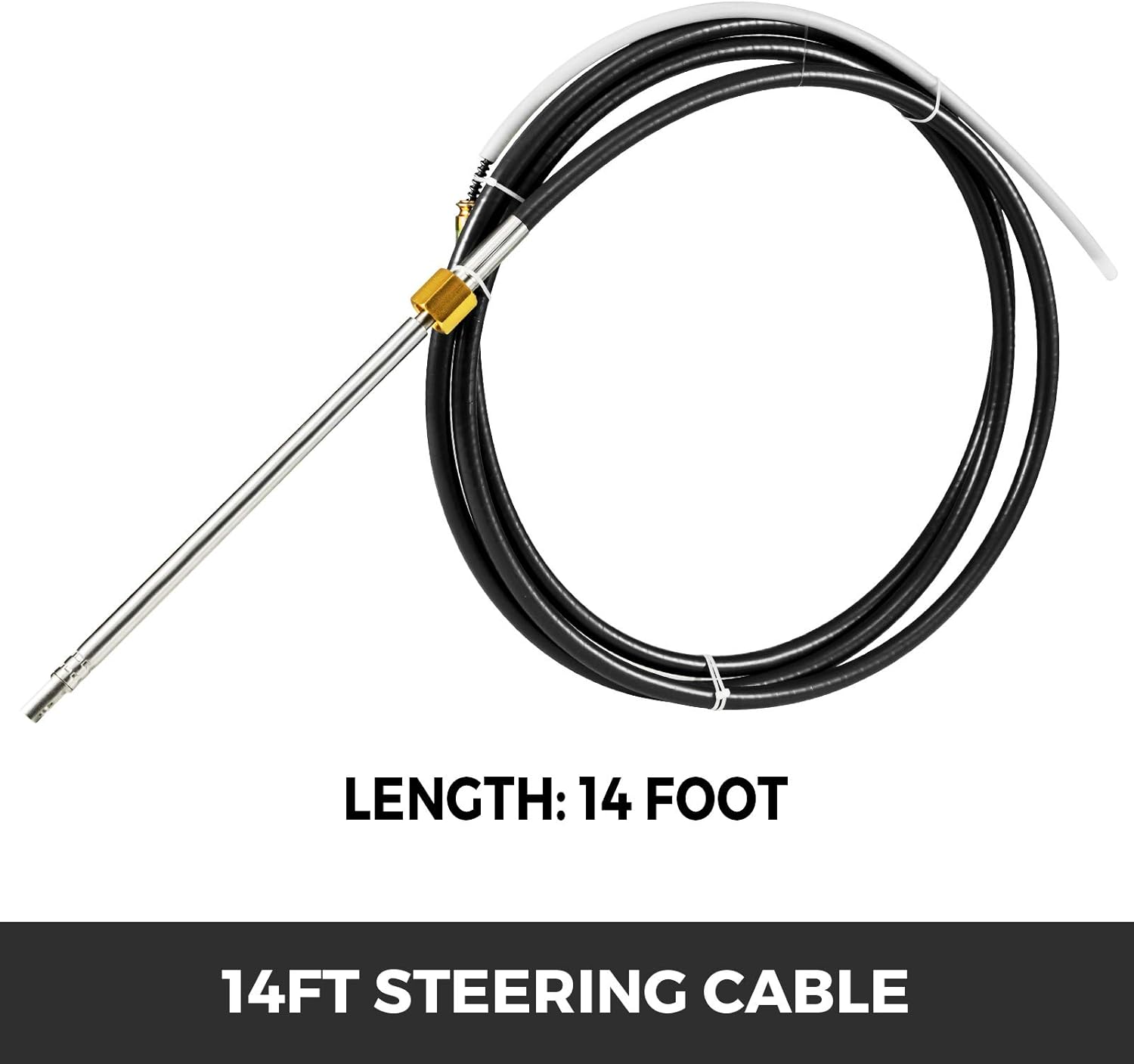 Bestauto Boat Steering Cable 14ft Rotary Mechanical Steering Cable 14' Outboard Steering Cable for Single Station Boat Marine Boat Control Steering Cable