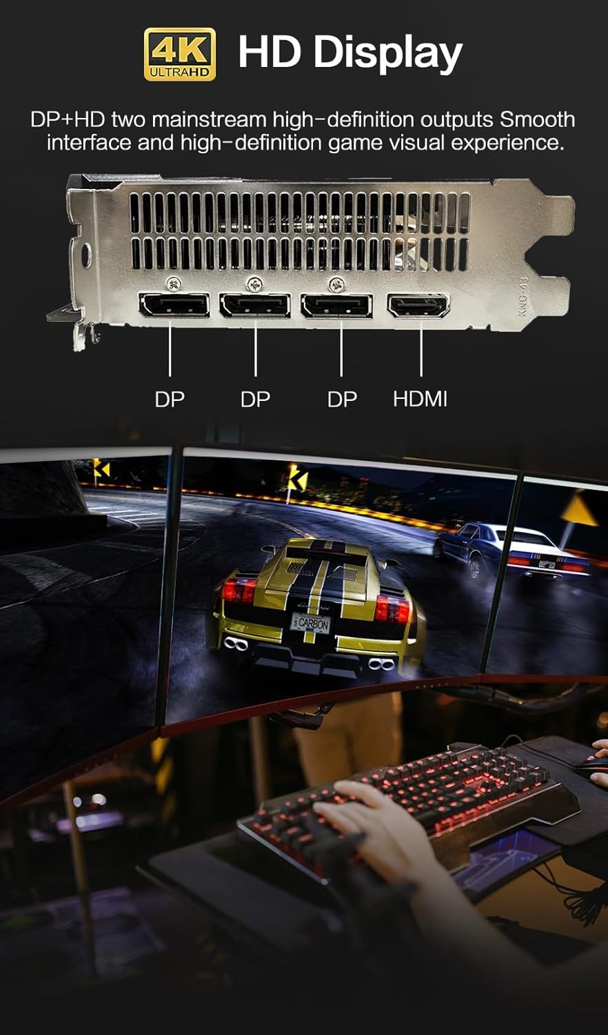 AMD Radeon RX 5600 6GB GDDR6 Graphics Card Performance Equals RTX 3050 75% of 3060 3X DP HDMI 192-Bit 1670/1750 MHz Core/Memory 2048 Shaders PCI4 4.0 150 W 6+8 pin Power