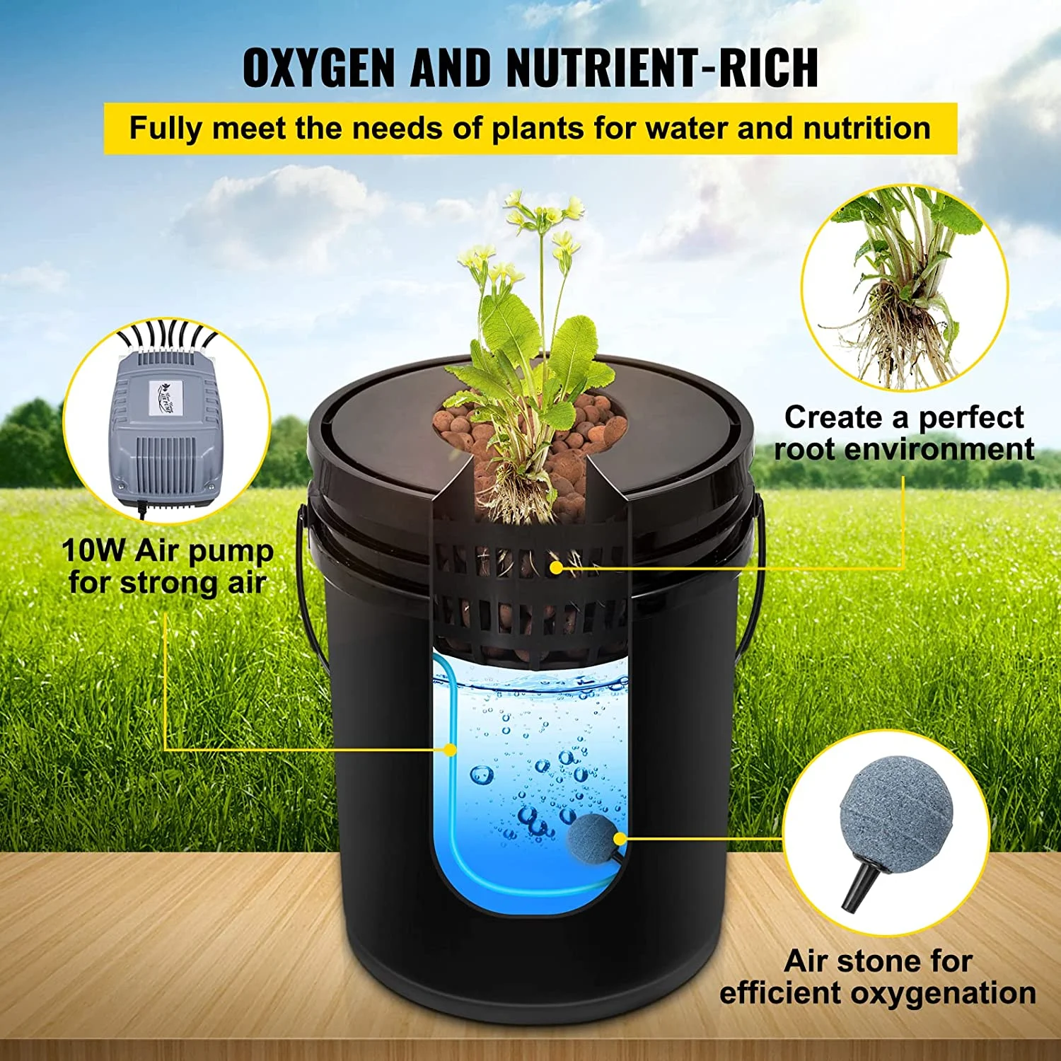 Vevor SSSPXTYX8110VT55FV1 5 gal DWC Hydroponic System