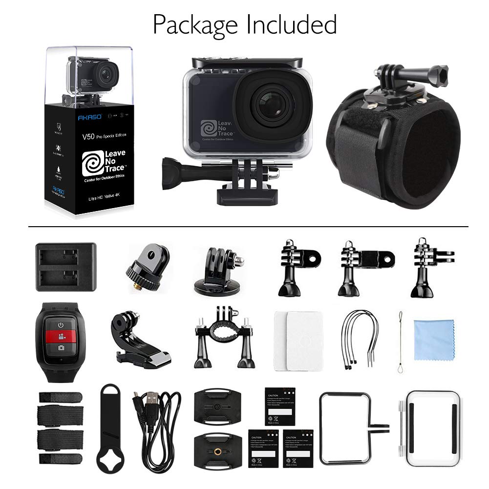 AKASO V50 Pro SE Action Camera Leave No Trace Special Edition Touch Screen 4K60 Sport Camera EIS WiFi Remote Control Waterproof Cameras with Accessory Kit