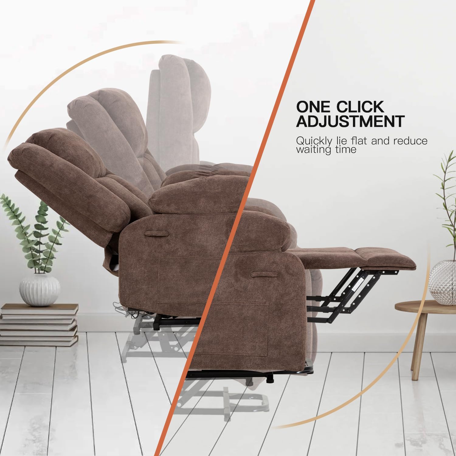 PayLessHere Electric Power Lift Recliner Chair with Massage and Heat, Standing Assistance for Elderly People, Extended Footrest Chair for Living Room Comfy Overstuffed Recliner