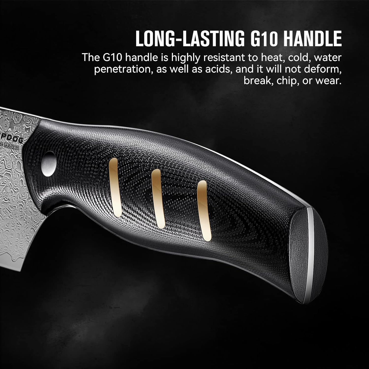 Chef's Knife, OREMAKE 7-INCH NAKIRI Kitchen Knife, Japanese Damascus Steel 69-Layer Forged, With High Carbon Content, With Ergonomic Brass-Accented G10 Handle, Sheepdog Knife Series，Gift For Family.