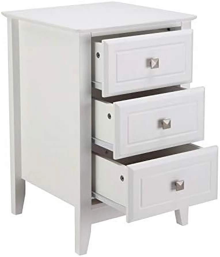 Upgraded White Nightstand with 3 Drawers   Night Stands for Bedrooms Set of 2  Wooden Bed Side Table/Night Stand for Small Spaces  College Dorm  \u2019 Room  Living Room  23.6in H