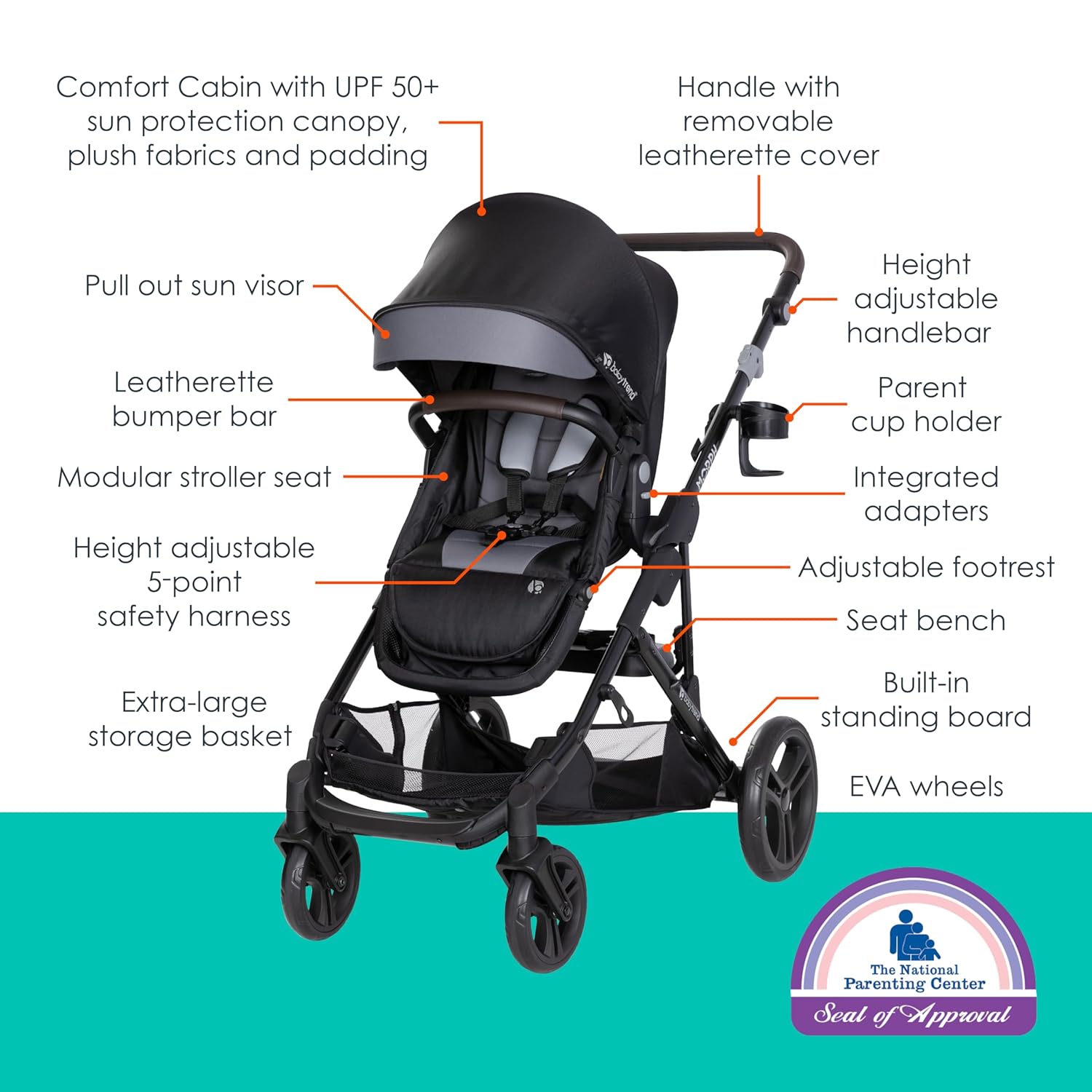 Baby Trend Morph Single to Double Travel System with EZ-Lift 35 Plus Infant Car Seat and Extra Base