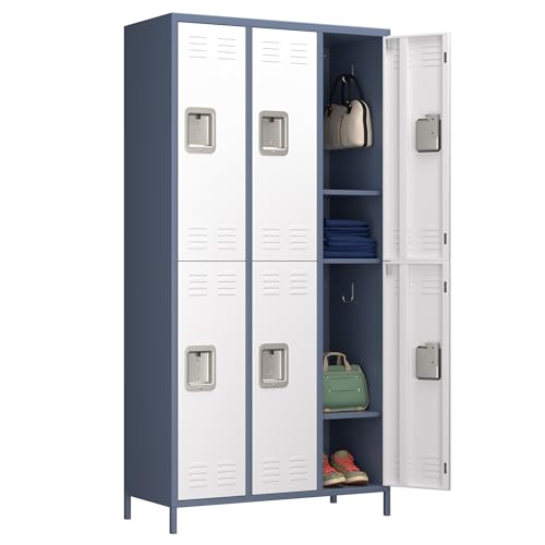 METAN Metal Storage Locker for School Office Gym Bedroom, 12 Doors Locker Cabinet for Employees, Industrial Steel Storage Locker with 12 Hooks, Assembly Required (12 Door-Light Gray)