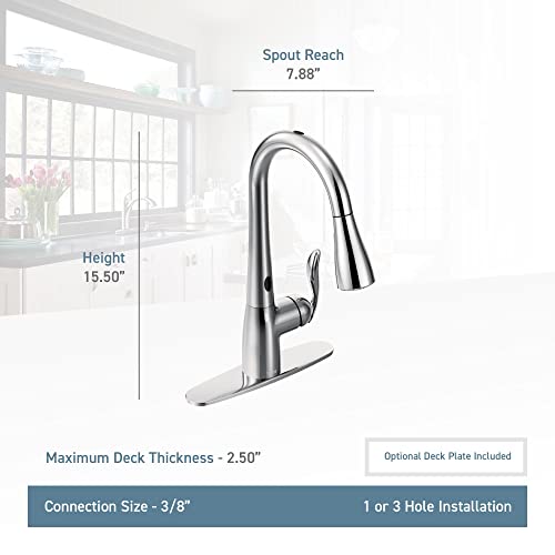 Moen Arbor Matte Black One-Handle Pulldown Kitchen Sink Faucet Featuring Power Boost and Reflex Docking System, Black Kitchen Faucet with Pull Down Sprayer, 7594BL
