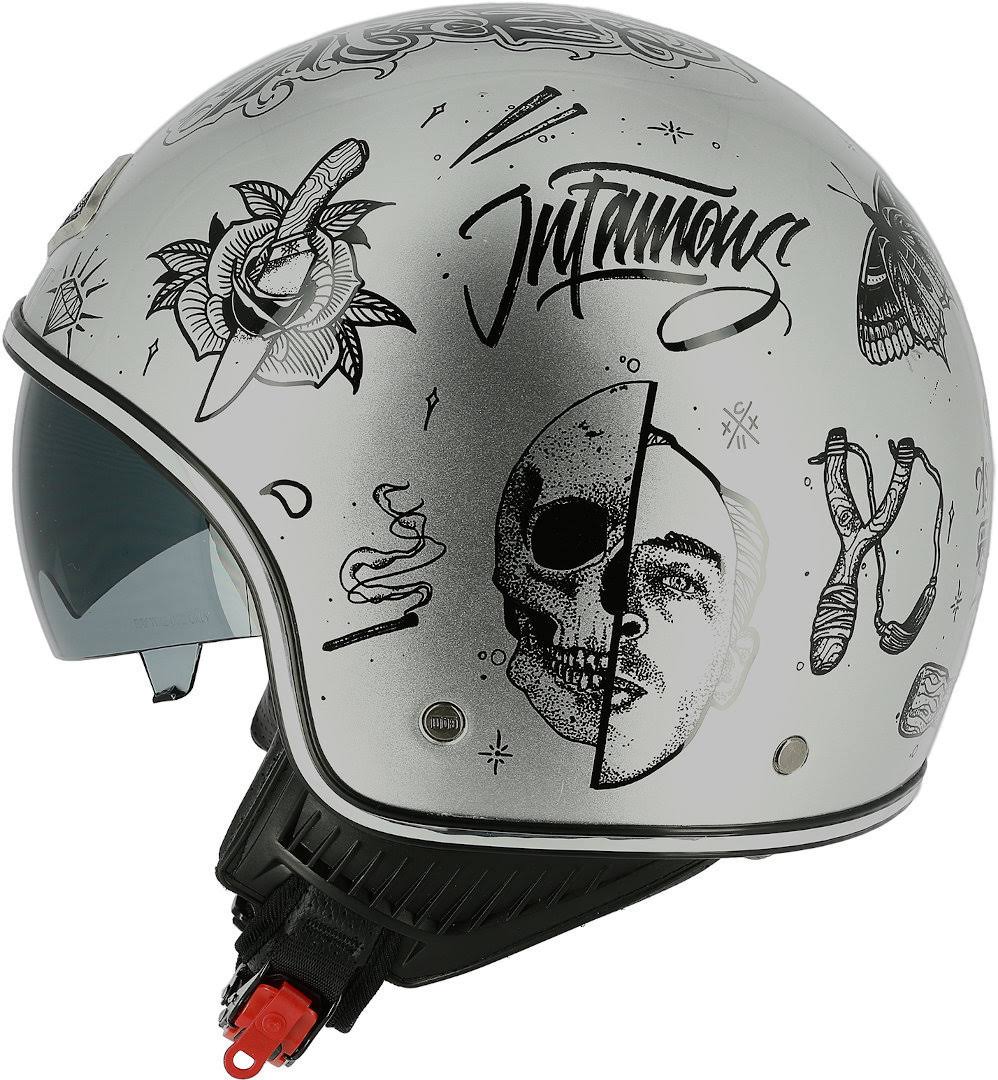Astone Mini 66 Flash Tattoo Jet Helmet Silver L